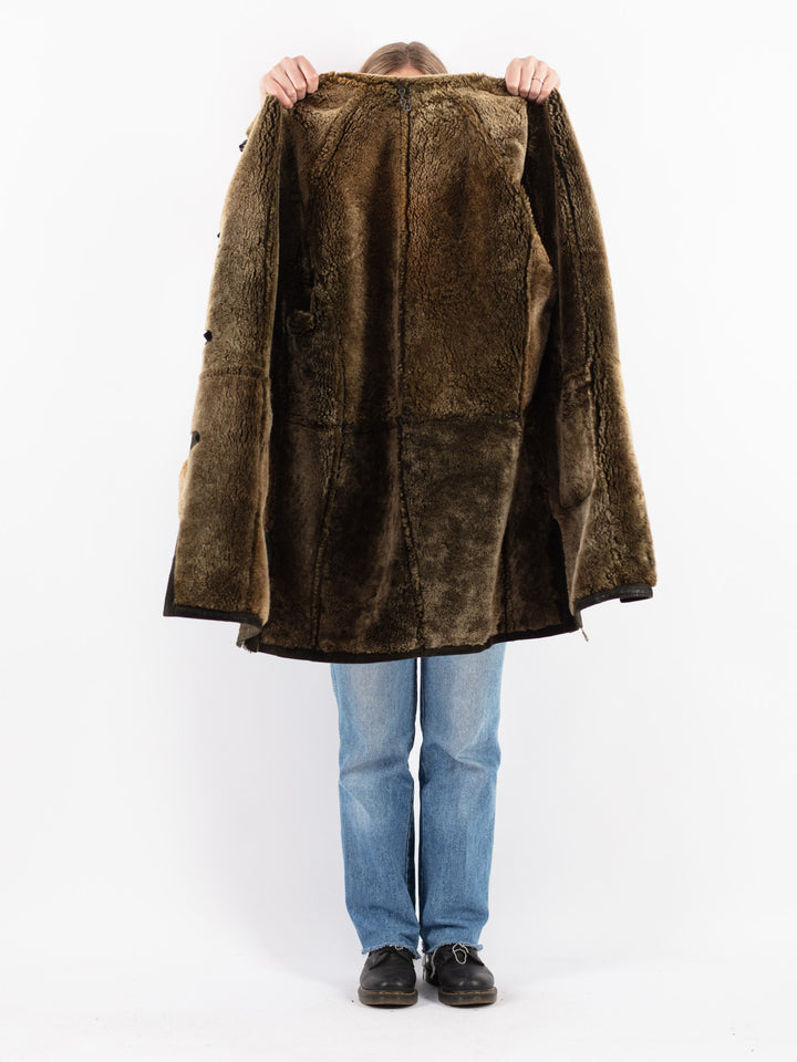 Vintage 90's Women Sheepskin Coat in Brown