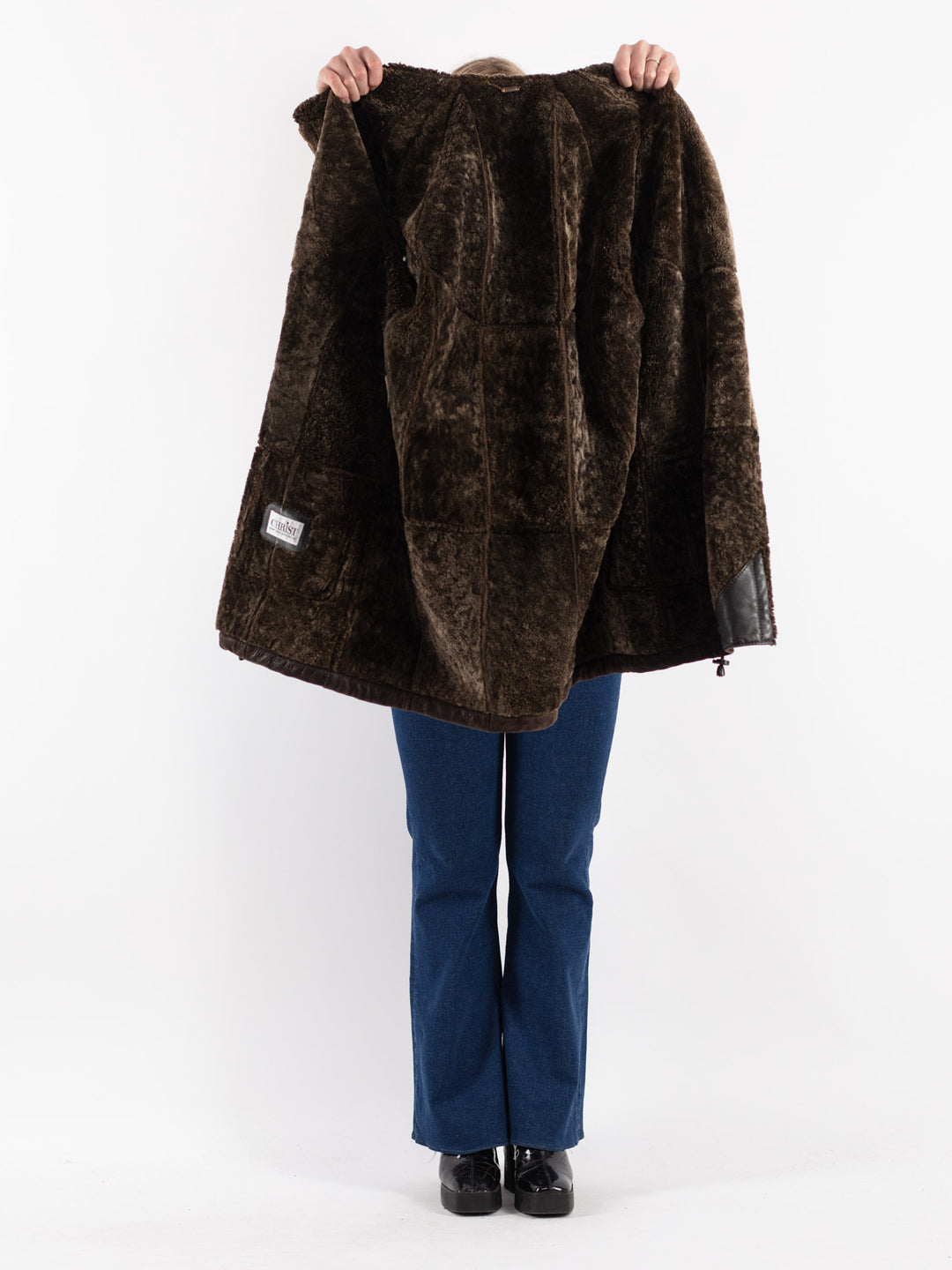 Vintage 90's Women Sheepskin Coat in Brown