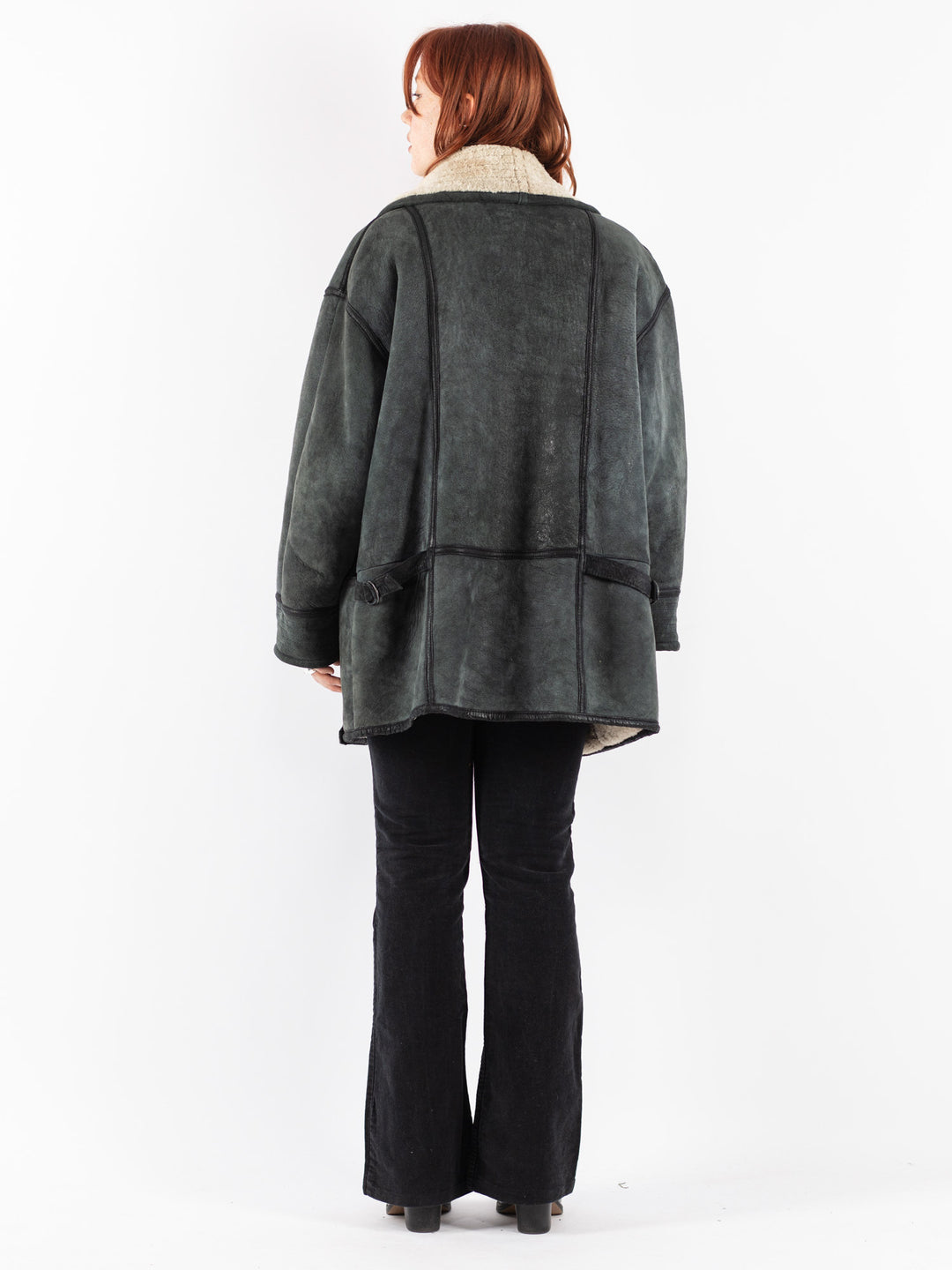 Vintage 90's Women Sheepskin Coat in Gray