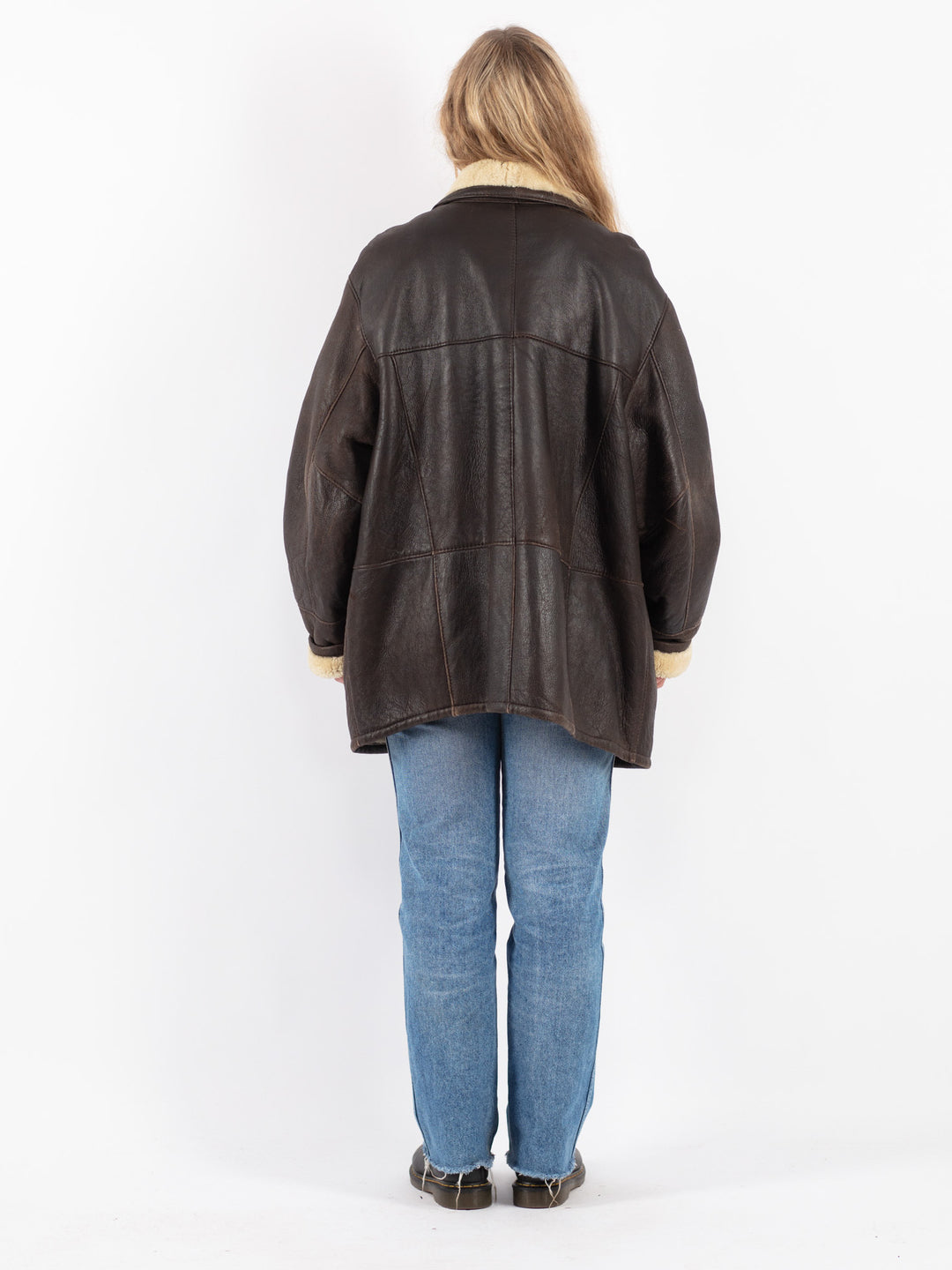 Vintage 90's Women Sheepskin Coat in Brown