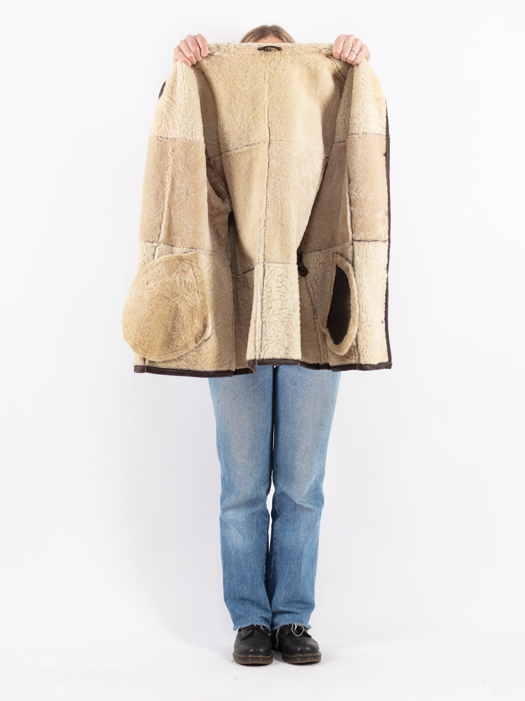 Vintage 90's Women Sheepskin Coat in Brown
