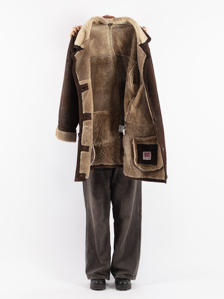 Vintage 90's Women Sheepskin Coat in Brown