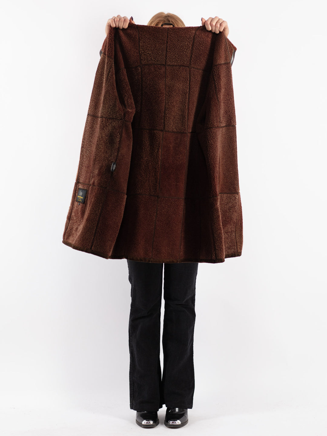 Vintage 90's Women Sheepskin Coat in Brown
