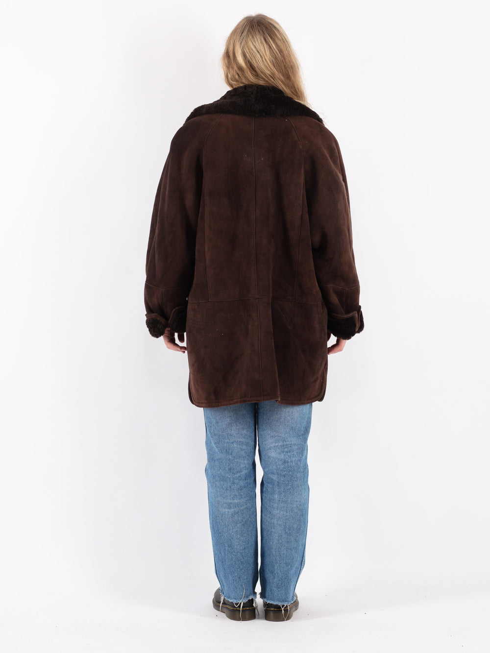 Vintage 90's Women Sheepskin Coat in Brown