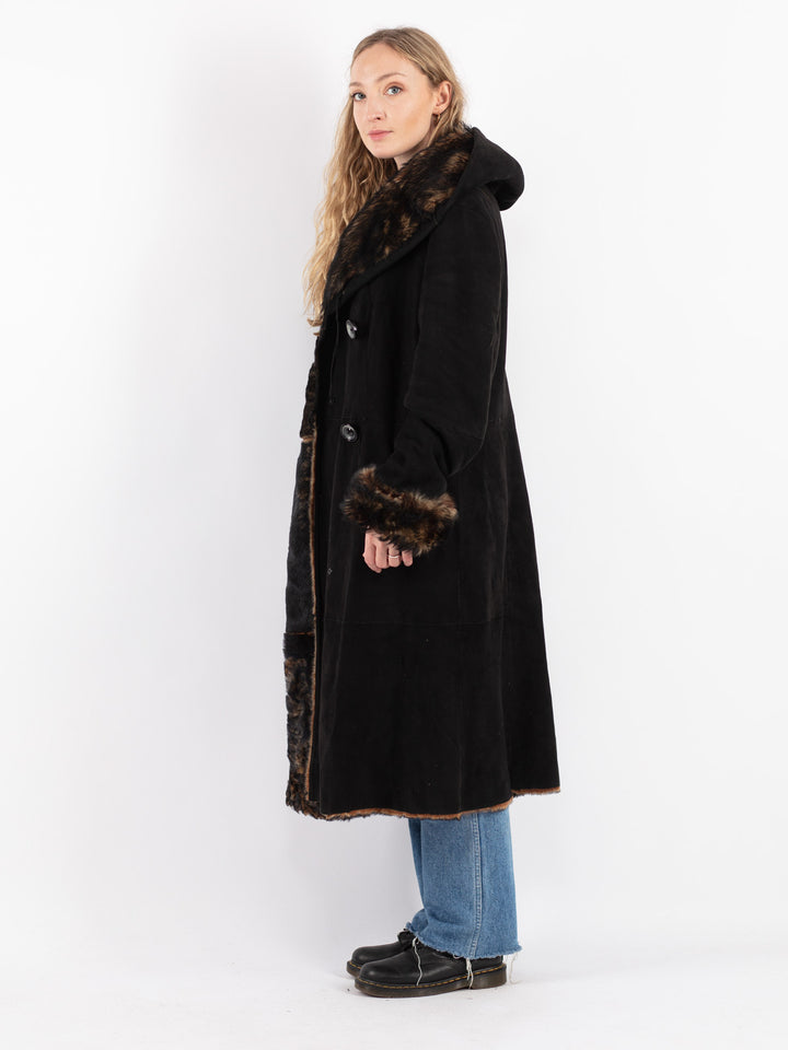 Vintage 90's Women Sheepskin Coat in BlackV9032