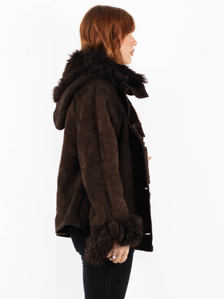 Vintage 90's Women Sheepskin Jacket in BrownV9744
