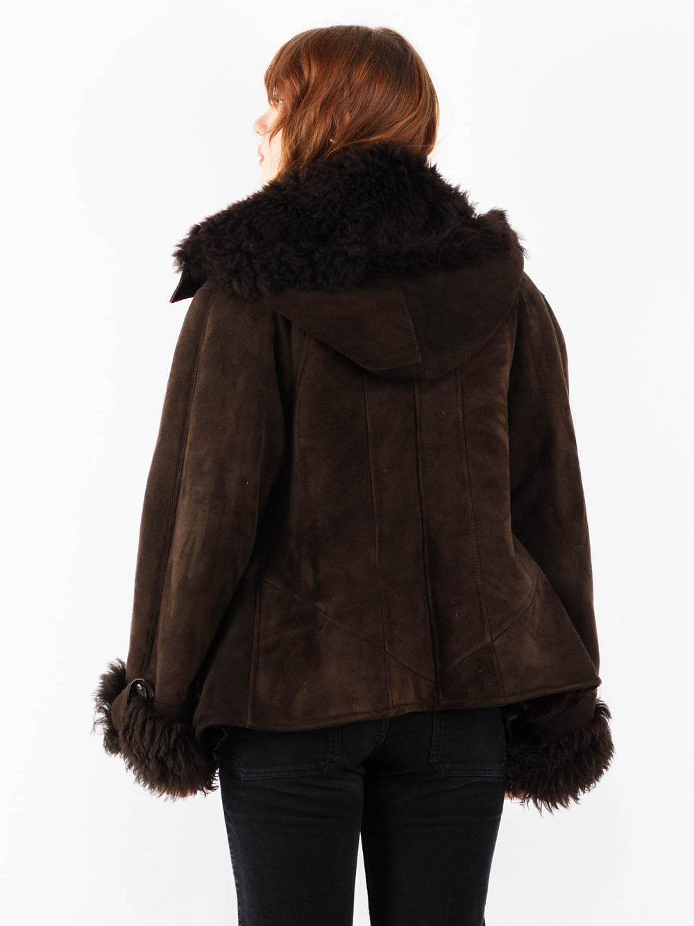 Vintage 90's Women Sheepskin Jacket in BrownV9744