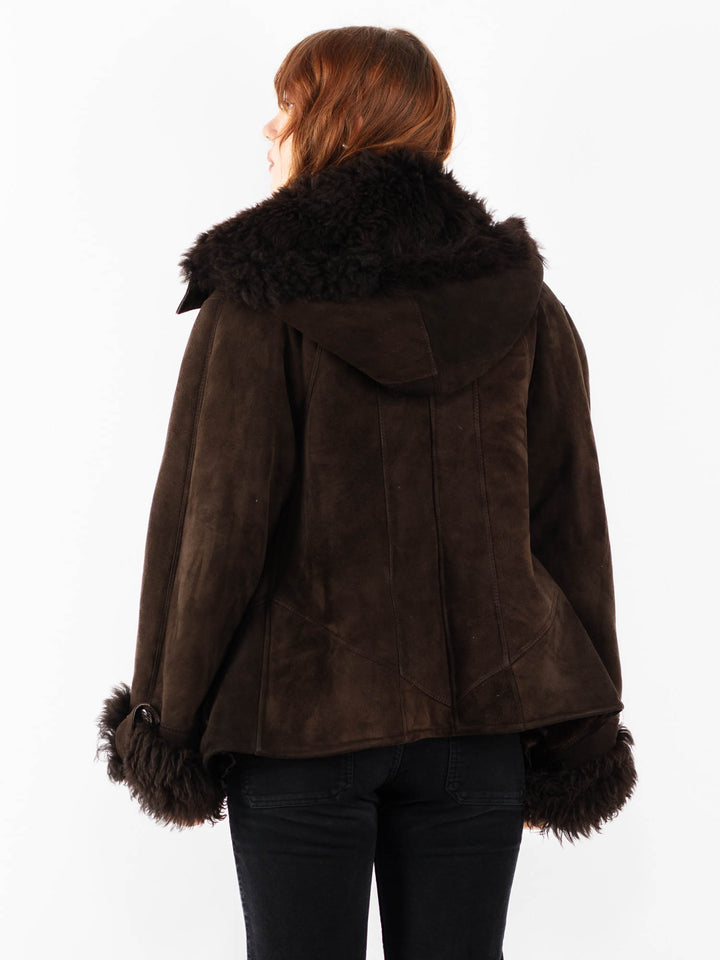 Vintage 90's Women Sheepskin Jacket in BrownV9744