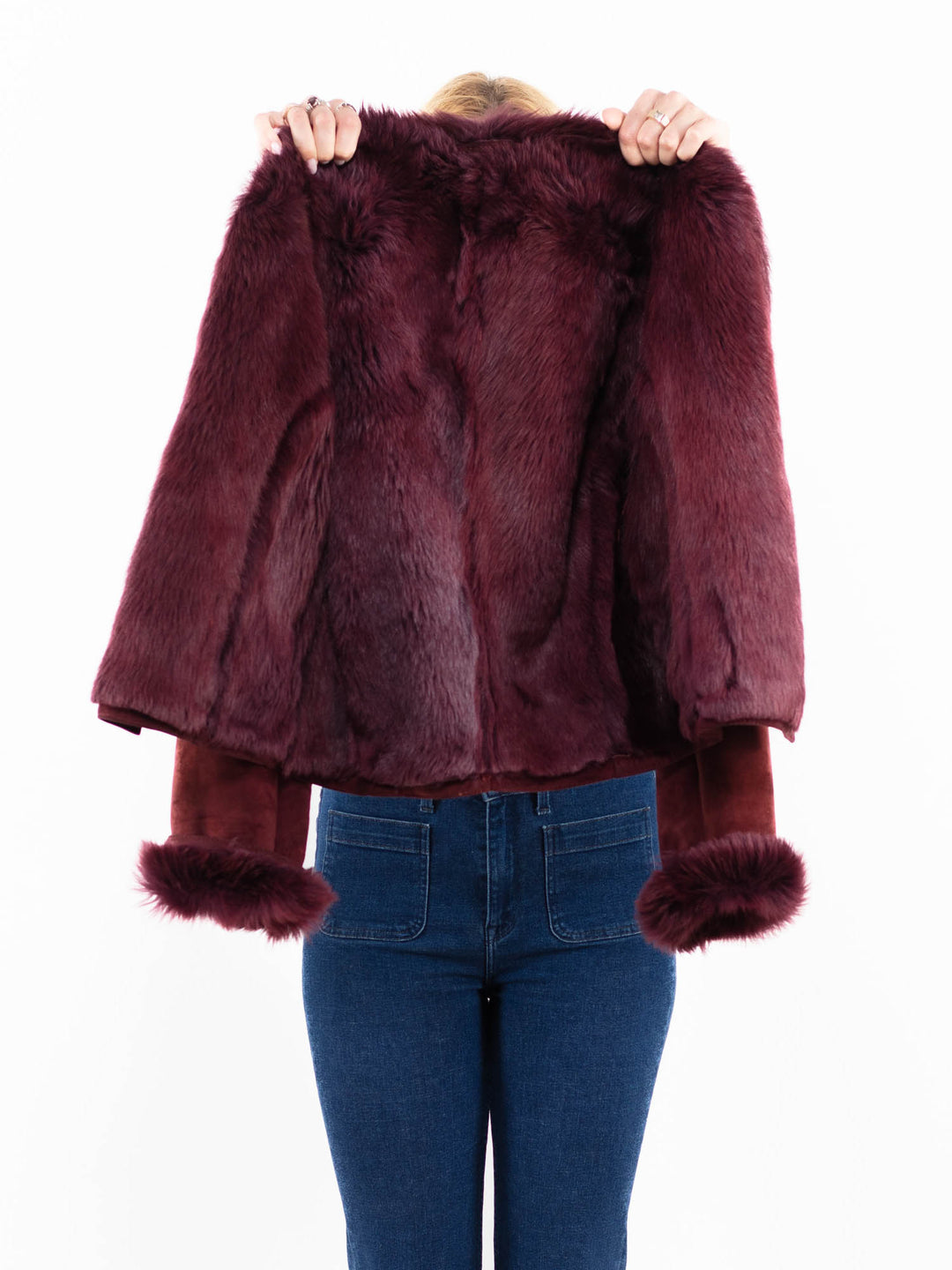 Vintage 90's Women Sheepskin Jacket in RedA0039