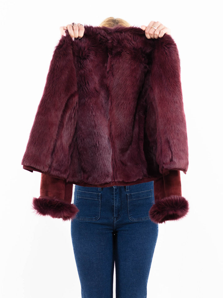 Vintage 90's Women Sheepskin Jacket in RedA0039