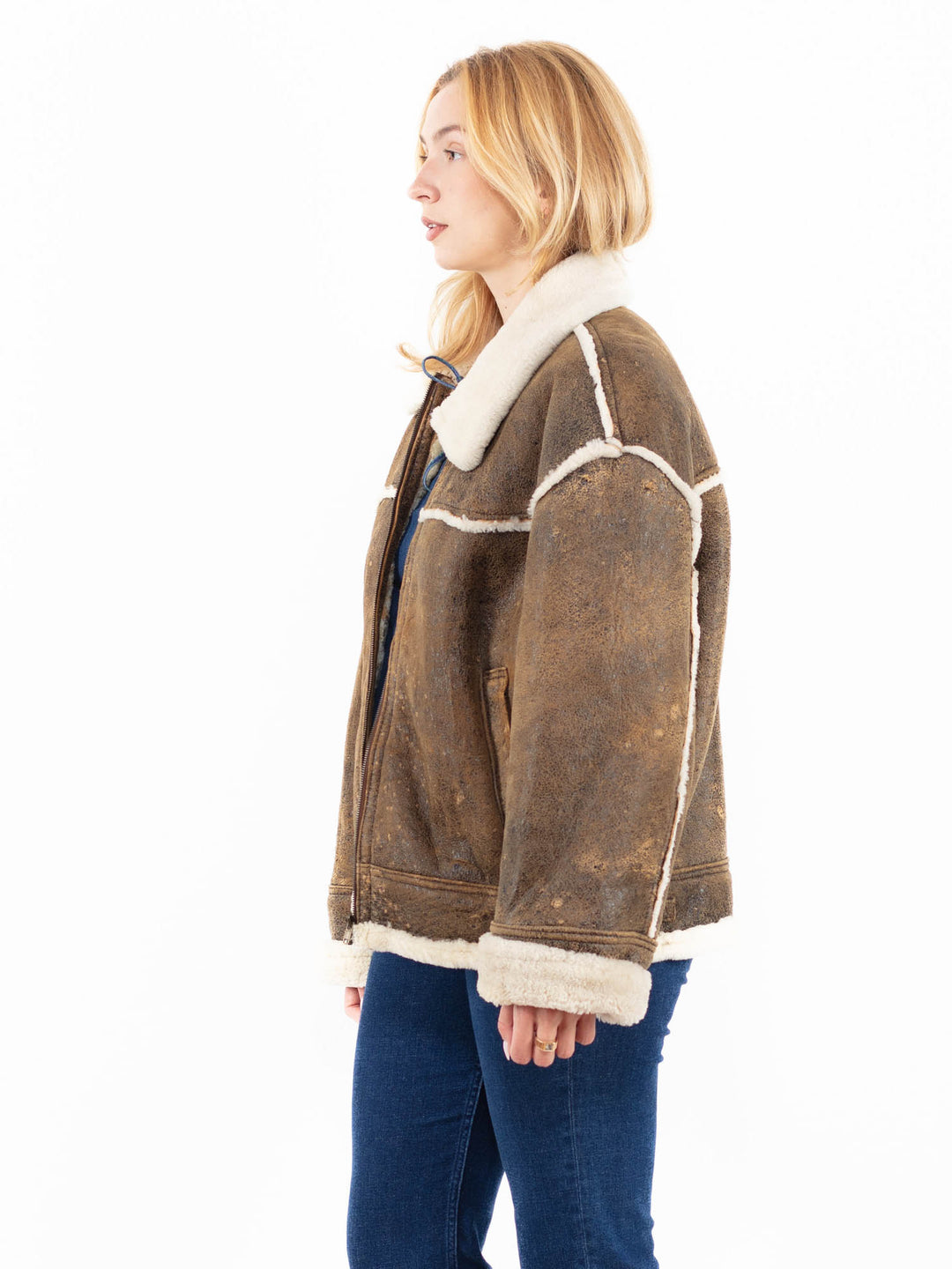 Vintage 90's Women Sheepskin Jacket in BrownA0041