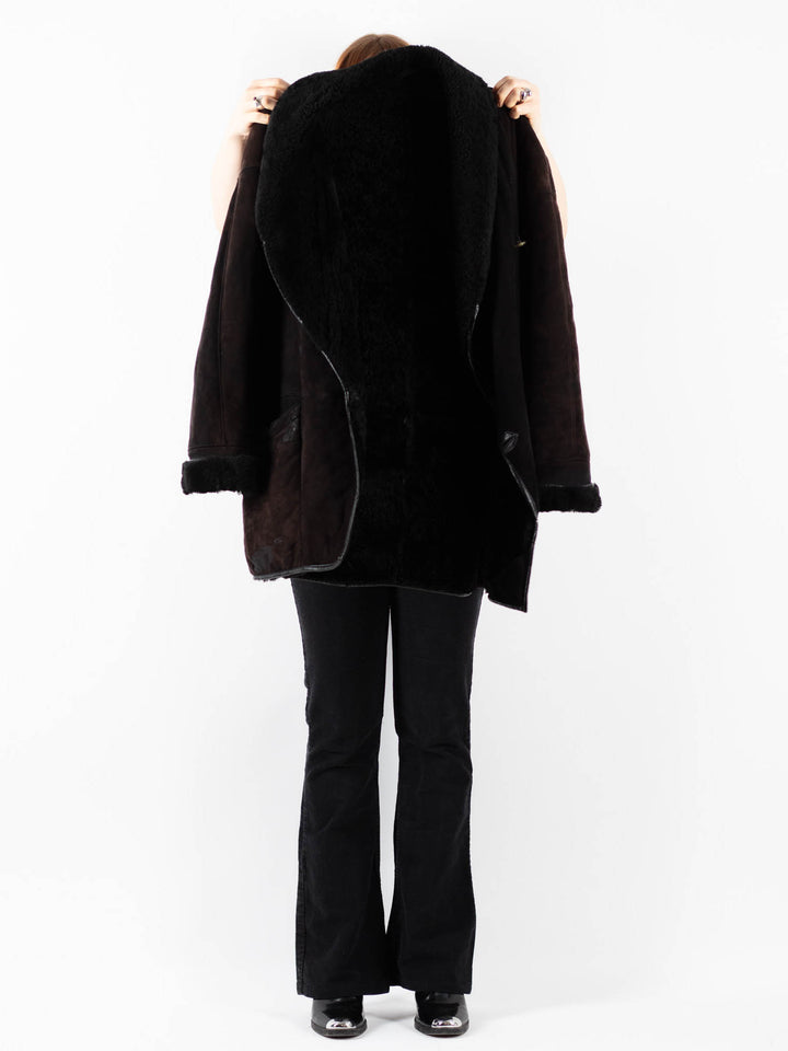 Vintage 90's Women Sheepskin Coat in BrownV9746