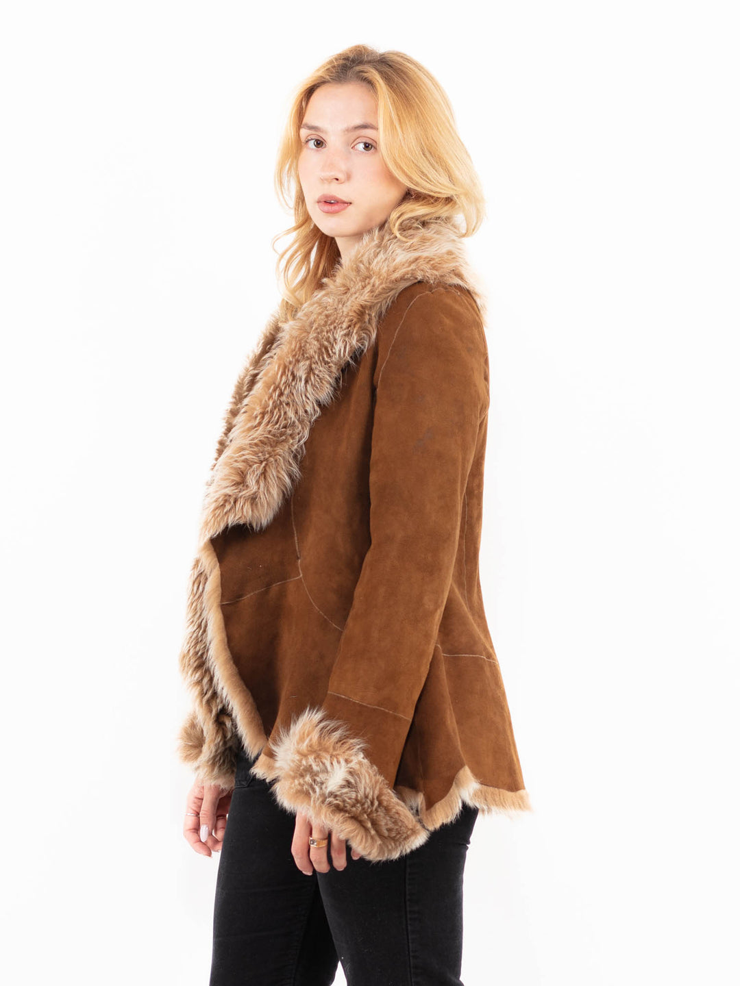 Vintage 90's Women Sheepskin Jacket in BrownA0143