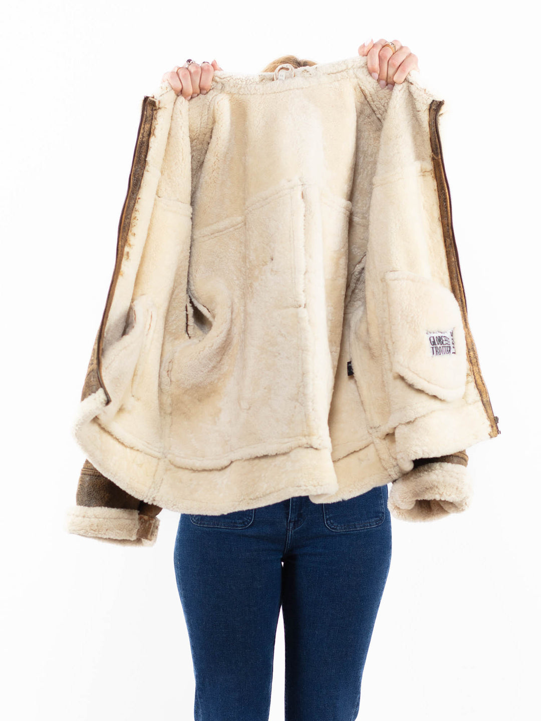 Vintage 90's Women Sheepskin Jacket in BrownA0041