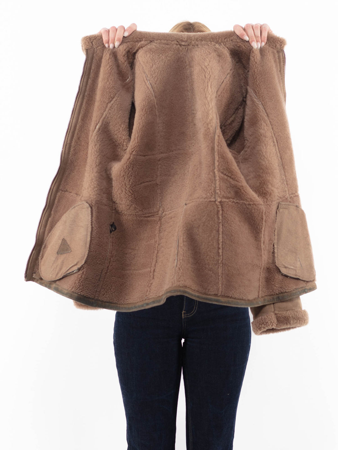 Vintage 90's Women Sheepskin Jacket in BeigeA1086