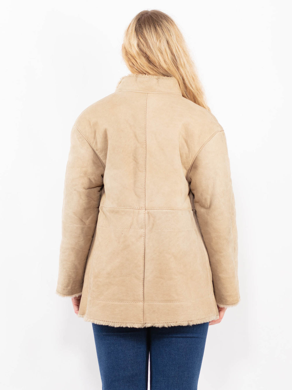 Vintage 90's Women Sheepskin Jacket in BeigeA0358