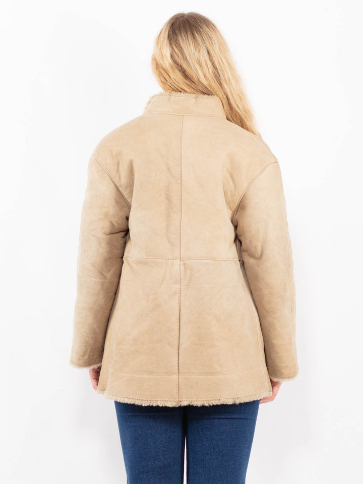 Vintage 90's Women Sheepskin Jacket in BeigeA0358
