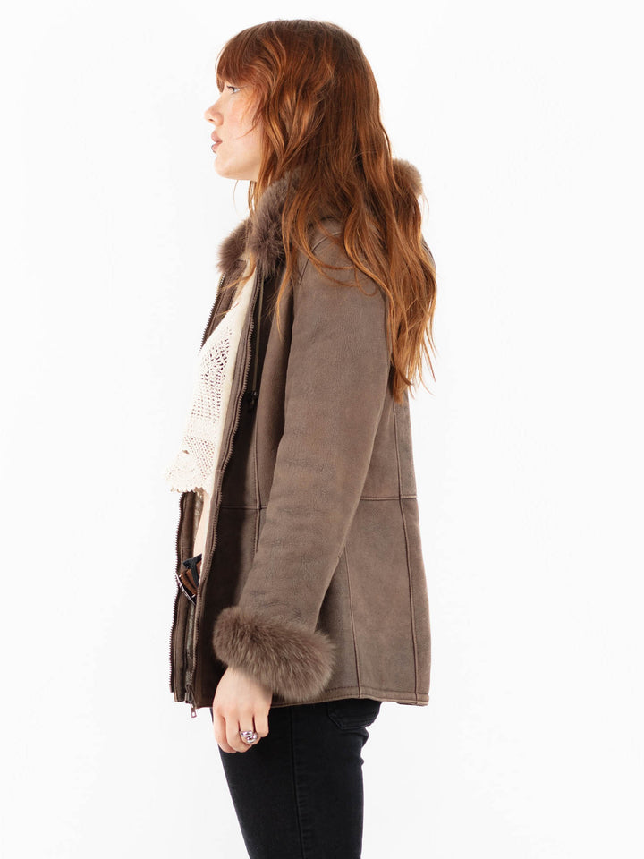 Vintage 90's Women Sheepskin Jacket in BeigeV9759