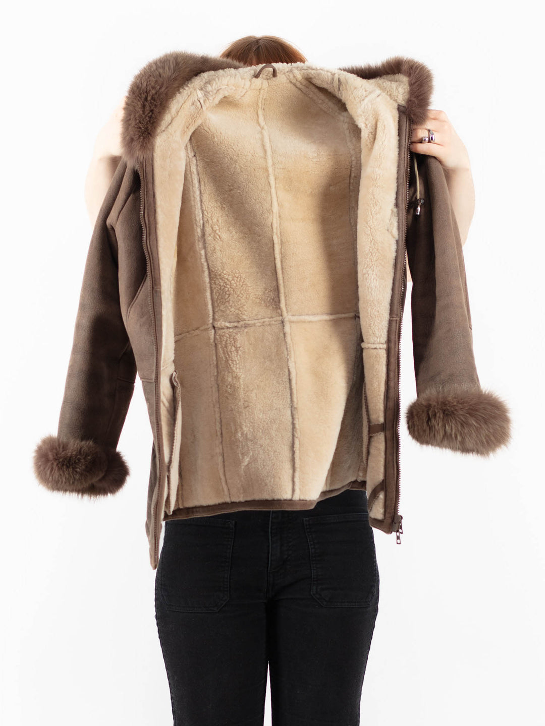 Vintage 90's Women Sheepskin Jacket in BeigeV9759