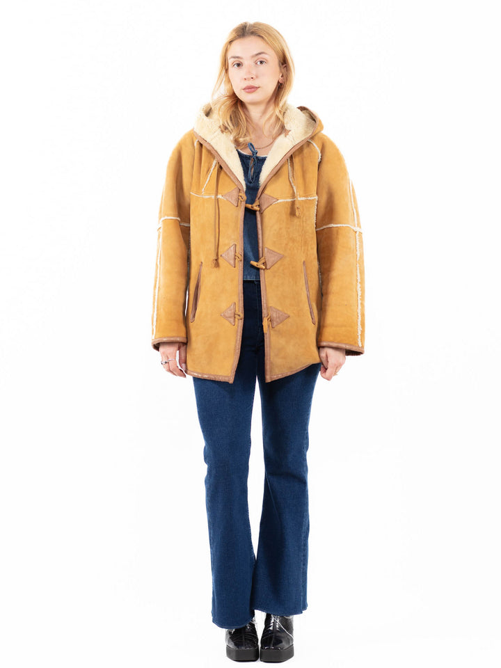 Vintage 90's Women Sheepskin Jacket in BeigeA0054