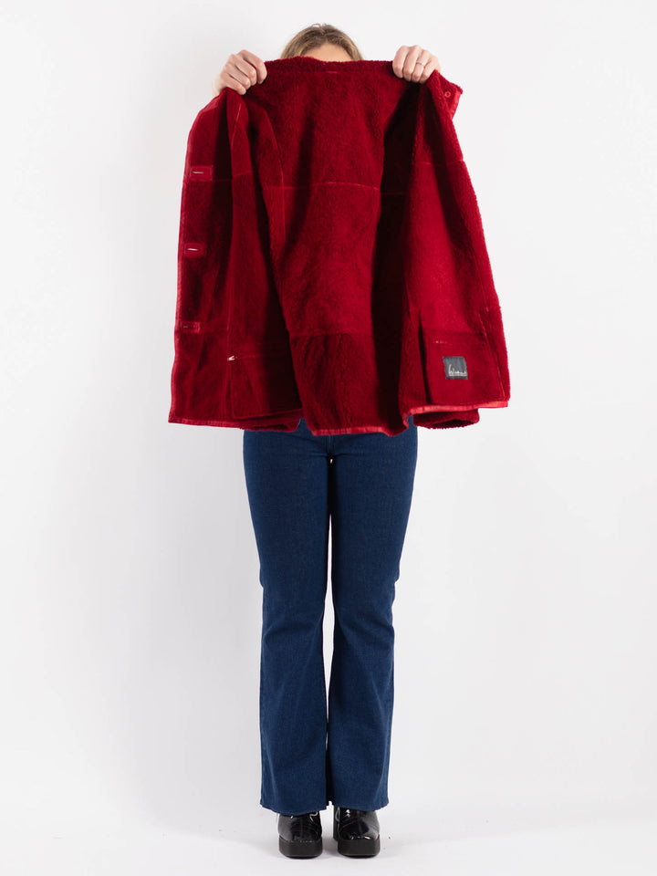 Vintage 90's Women Sheepskin Jacket in Red