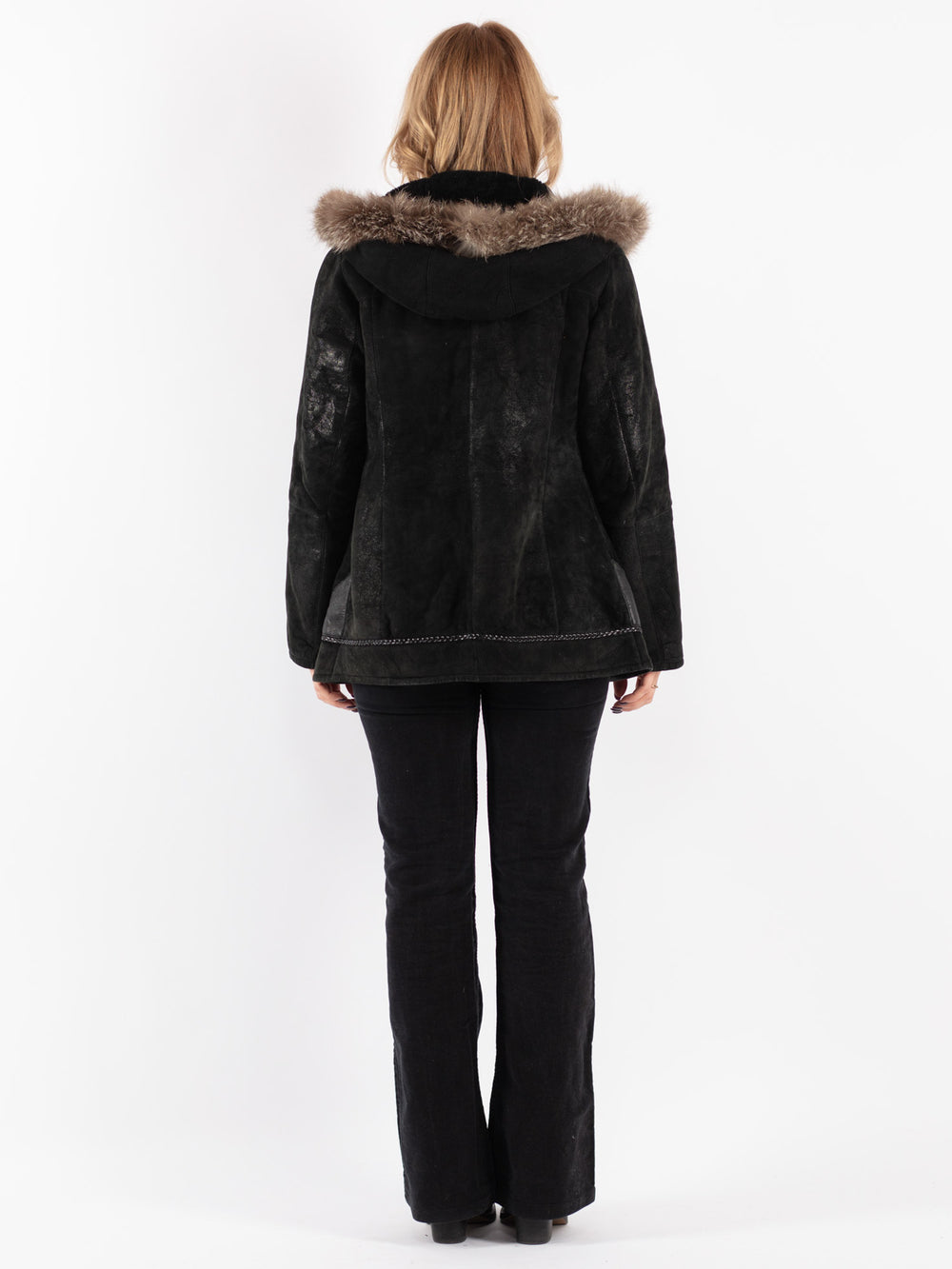 Vintage 90's Women Sheepskin Jacket in Black