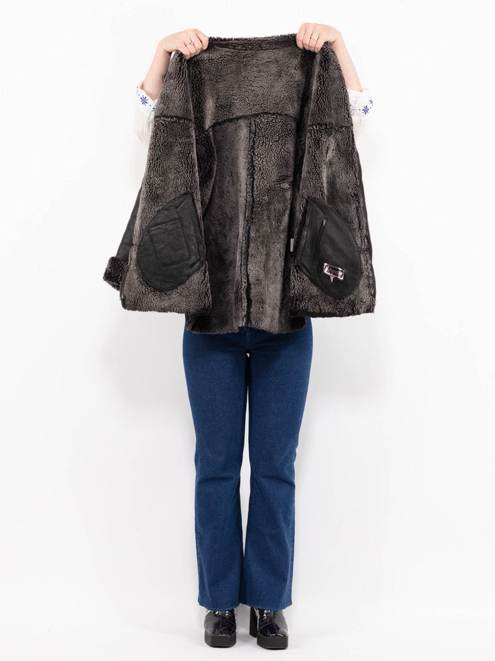 Vintage 90's Women Sheepskin Jacket in BlackA1006