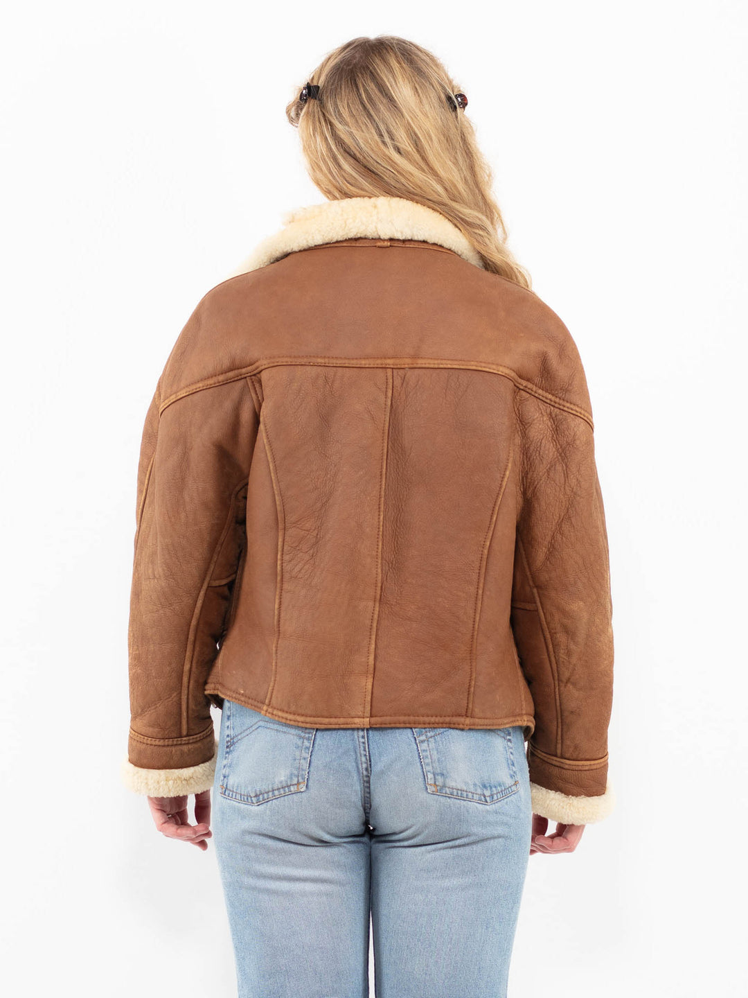 Vintage 90's Women Sheepskin Jacket in BrownA0275