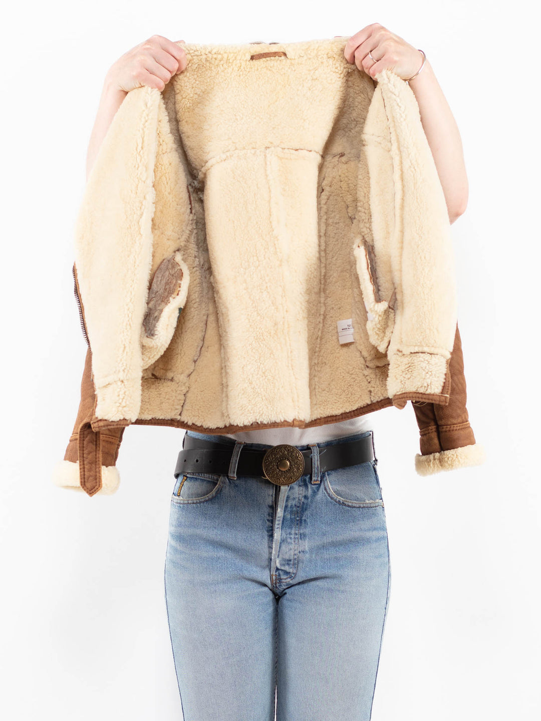 Vintage 90's Women Sheepskin Jacket in BrownA0275