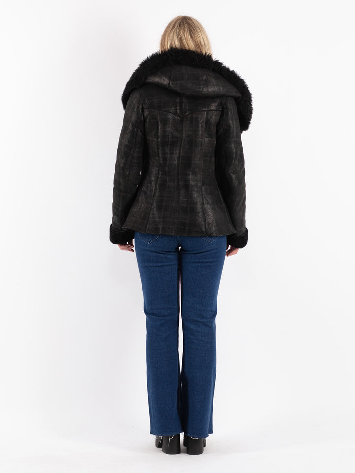 Vintage 90's Women Sheepskin Jacket in BlackV8904