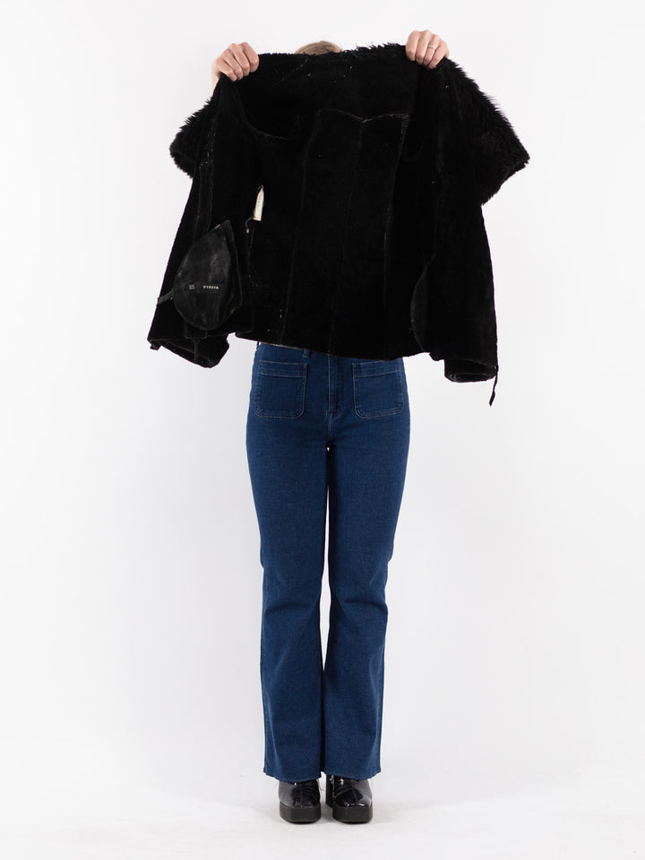 Vintage 90's Women Sheepskin Jacket in BlackV8904