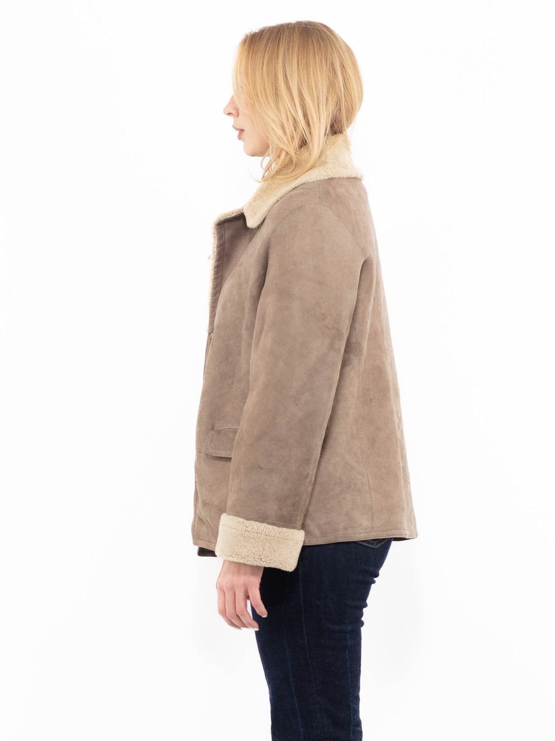 Vintage 90's Women Sheepskin Jacket in BeigeA1110