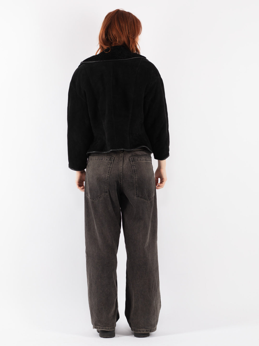 Vintage 90's Women Sheepskin Jacket in Black