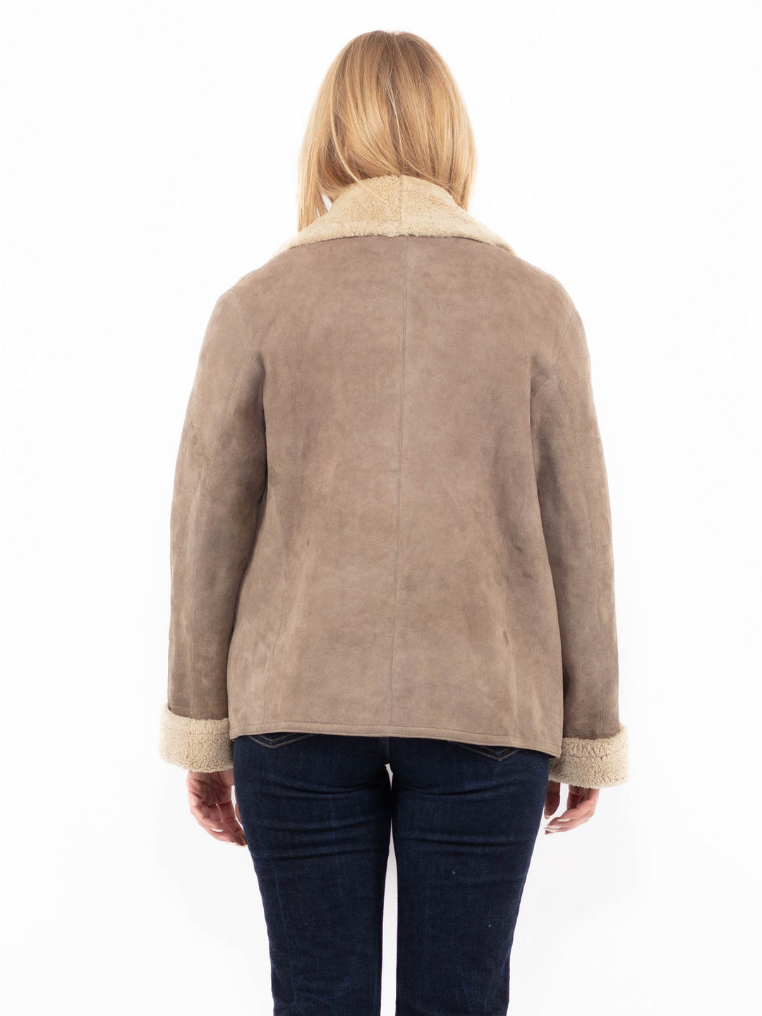 Vintage 90's Women Sheepskin Jacket in BeigeA1110