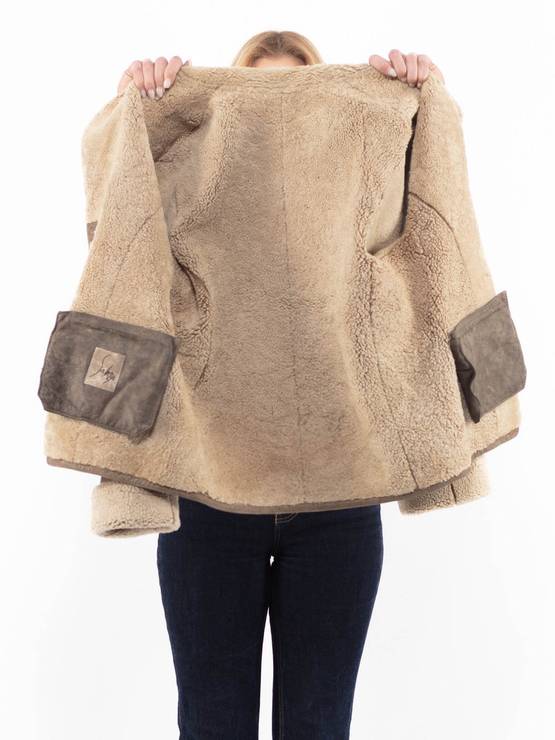 Vintage 90's Women Sheepskin Jacket in BeigeA1110