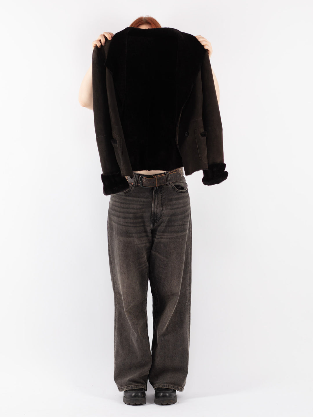 Vintage 90's Women Sheepskin Jacket in Brown