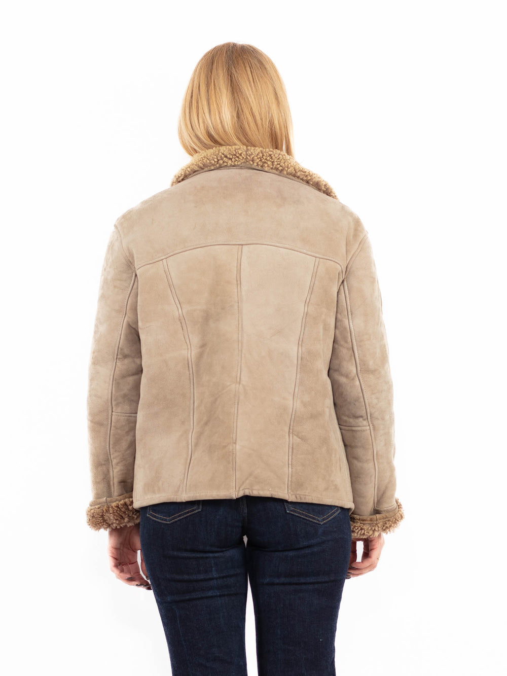 Vintage 90's Women Sheepskin Jacket in Beige