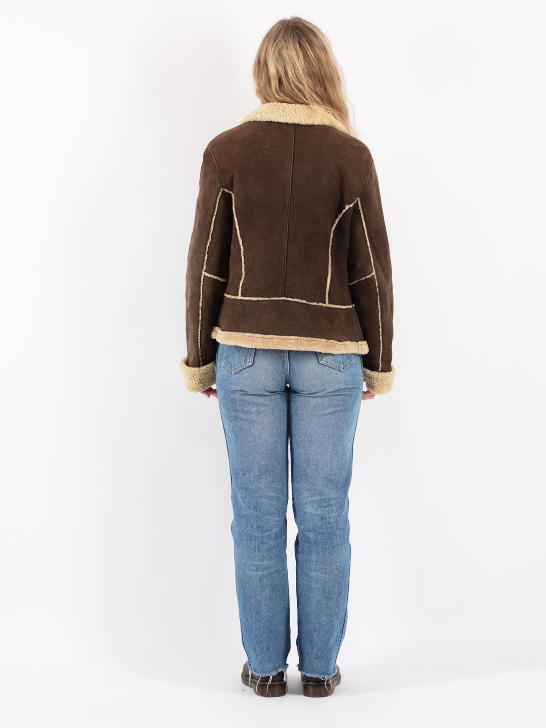 Vintage 90's Women Sheepskin Jacket in Brown