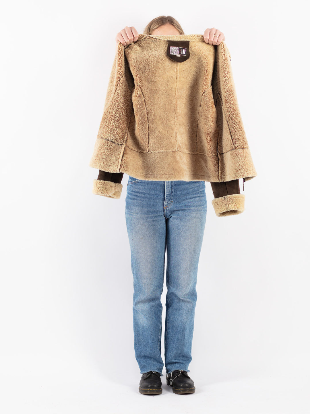 Vintage 90's Women Sheepskin Jacket in Brown