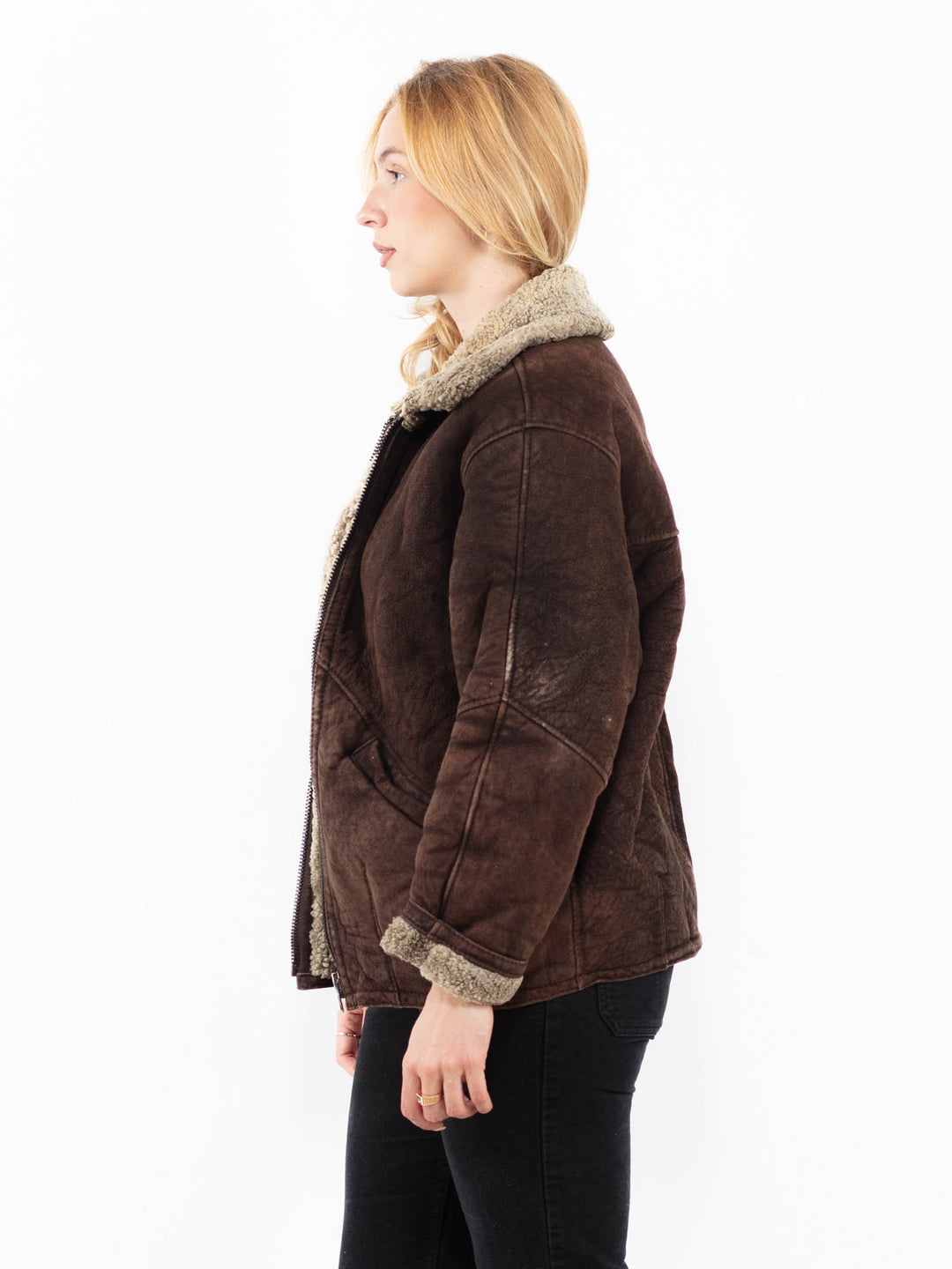 Vintage 90's Women Sheepskin Jacket in BrownA0183