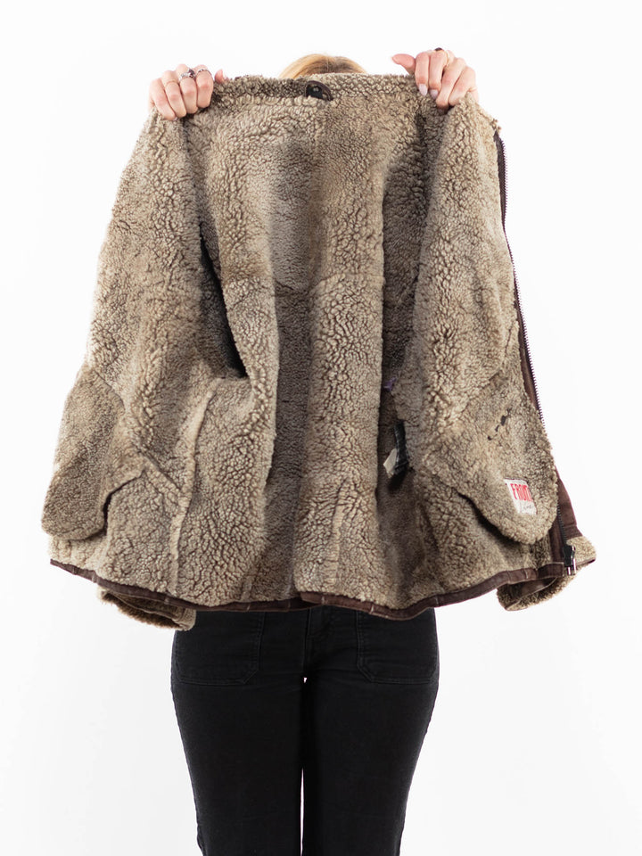 Vintage 90's Women Sheepskin Jacket in BrownA0183