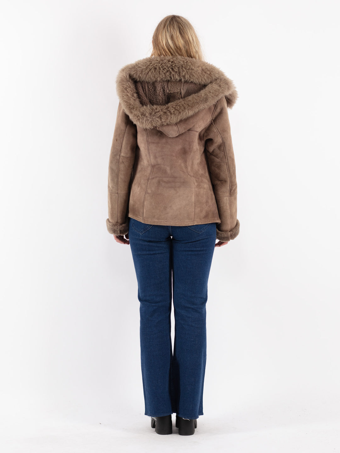 Vintage 90's Women Sheepskin Jacket in Beige