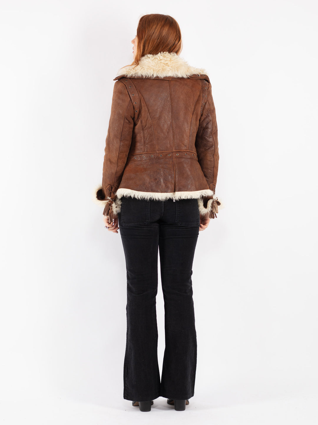 Vintage 90's Women Sheepskin Jacket in Brown