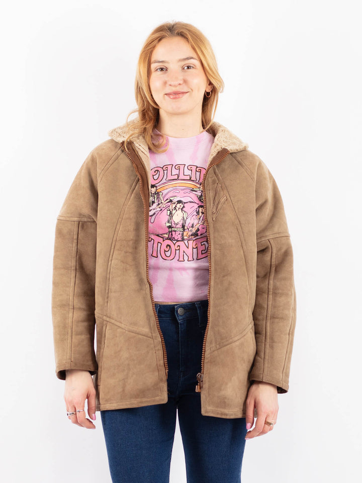 Vintage 90's Women Sheepskin Jacket in BeigeV9567