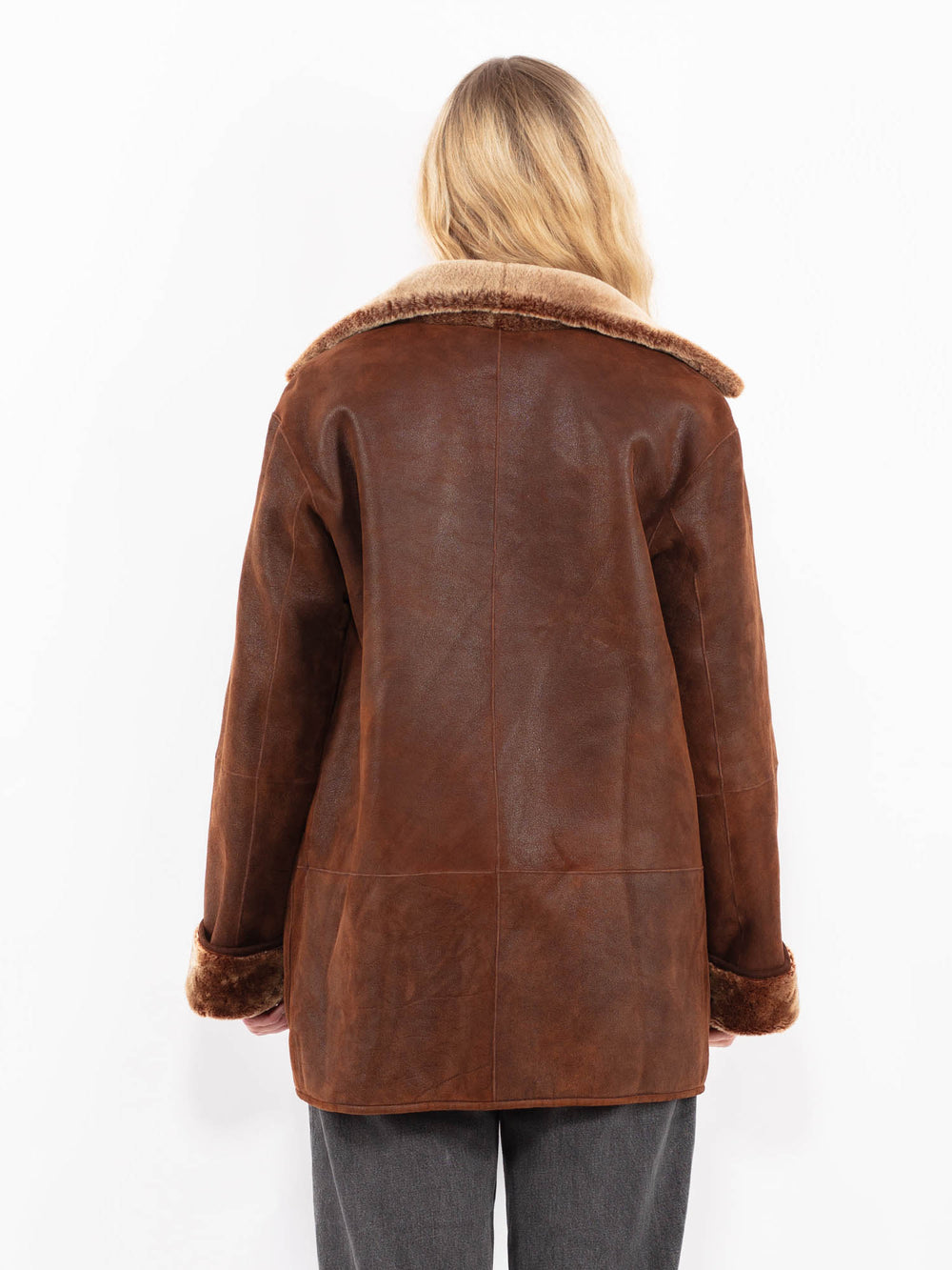 Vintage 90's Women Sheepskin Coat in BrownA0642