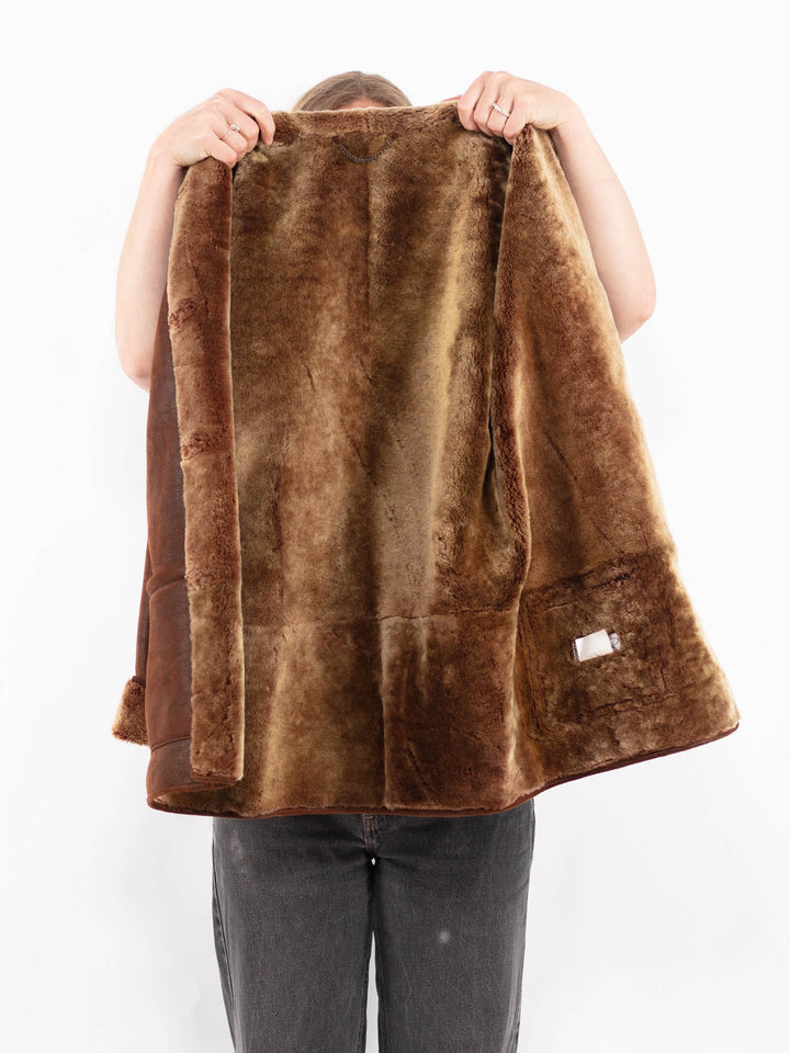 Vintage 90's Women Sheepskin Coat in BrownA0642