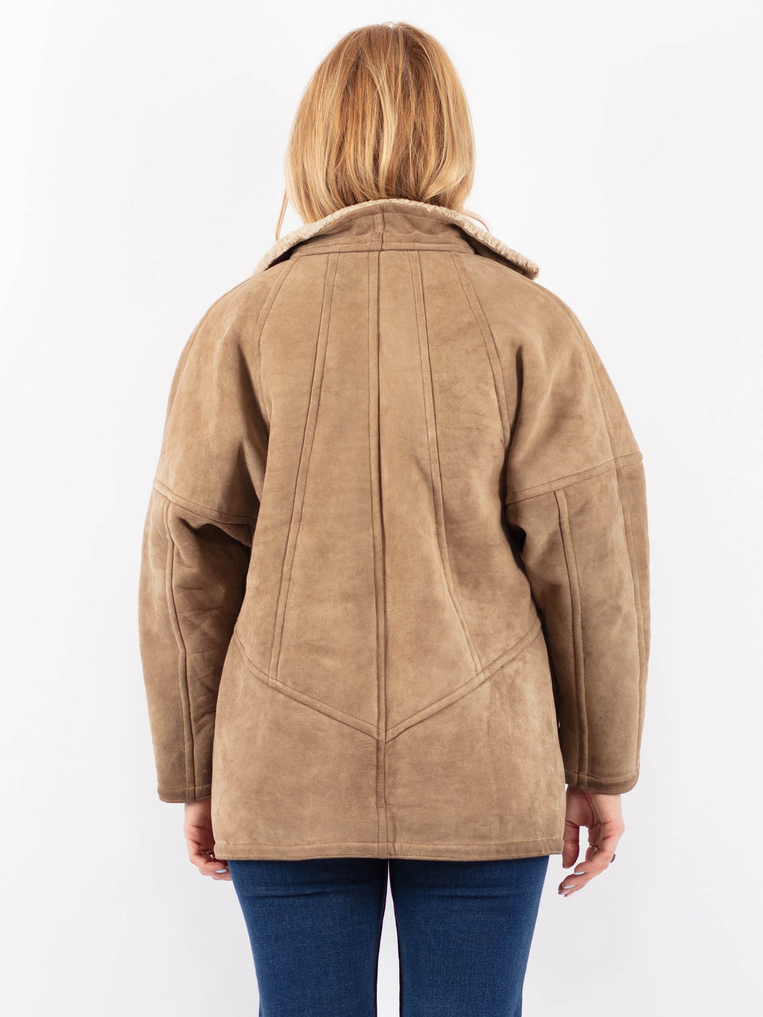 Vintage 90's Women Sheepskin Jacket in BeigeV9567