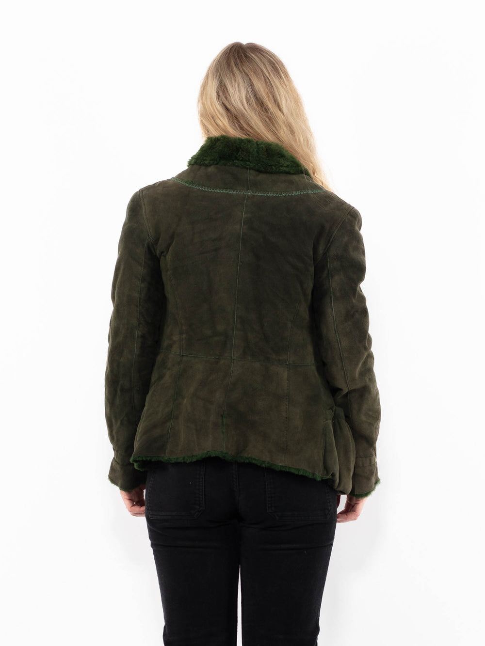 Vintage 90's Women Sheepskin Jacket in GreenA0924