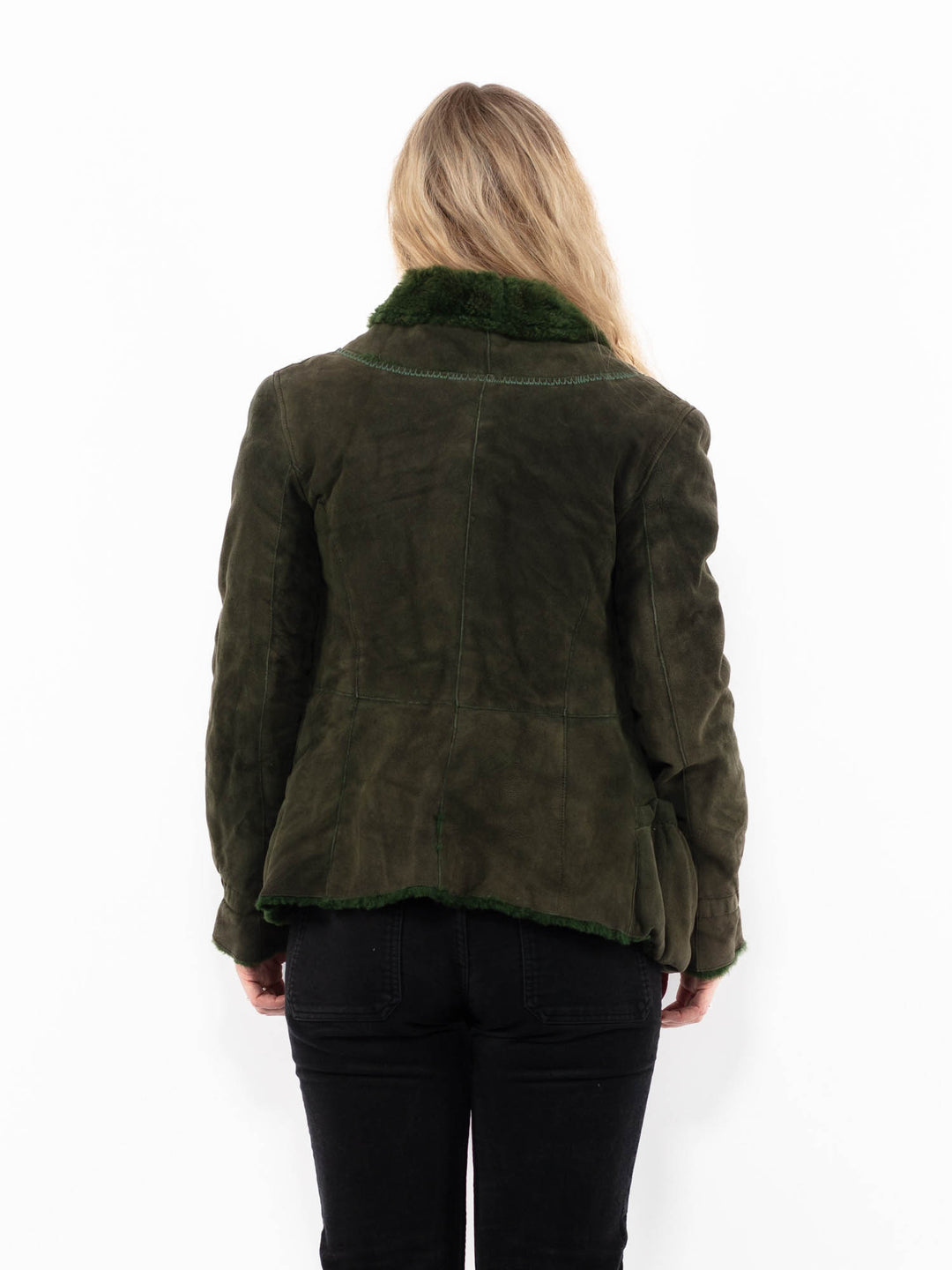 Vintage 90's Women Sheepskin Jacket in GreenA0924