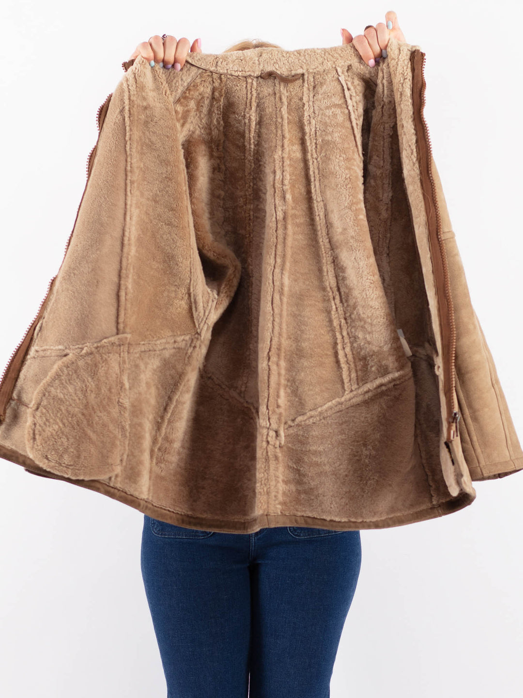 Vintage 90's Women Sheepskin Jacket in BeigeV9567